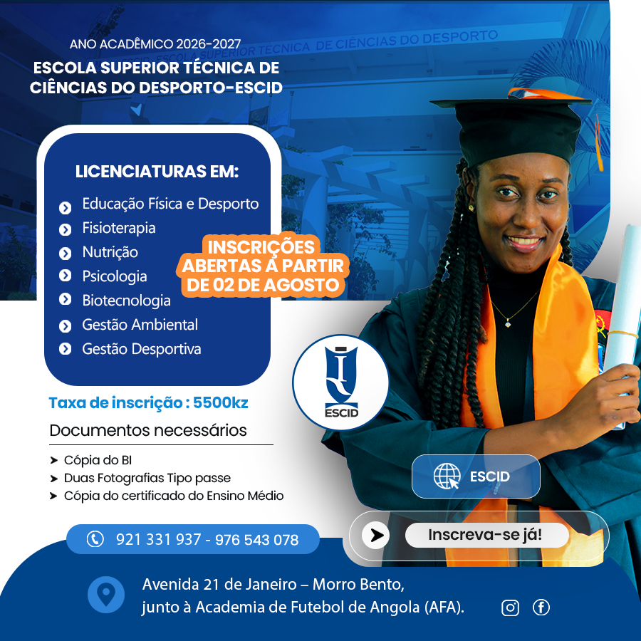 INSCRIÇÕES ABERTA PARA O ANO ACADÊMICO 2026/2027